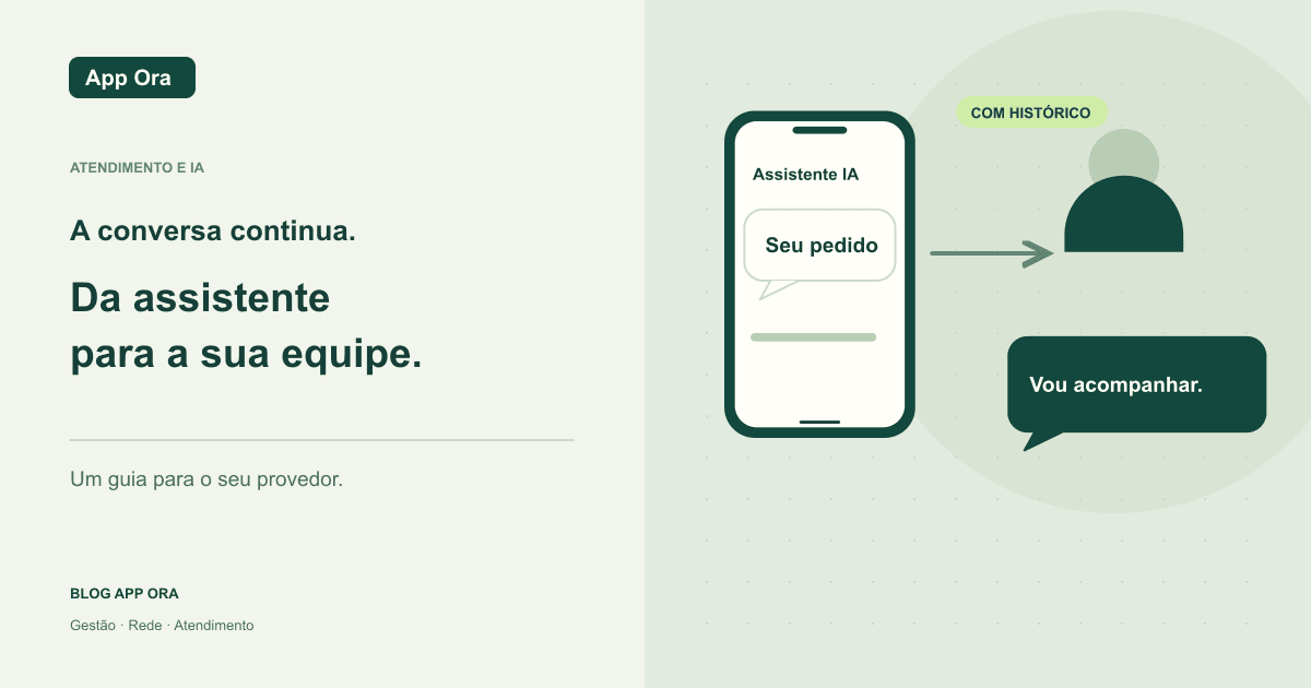 Conversa passando de uma assistente digital para uma atendente humana, preservando o histórico.