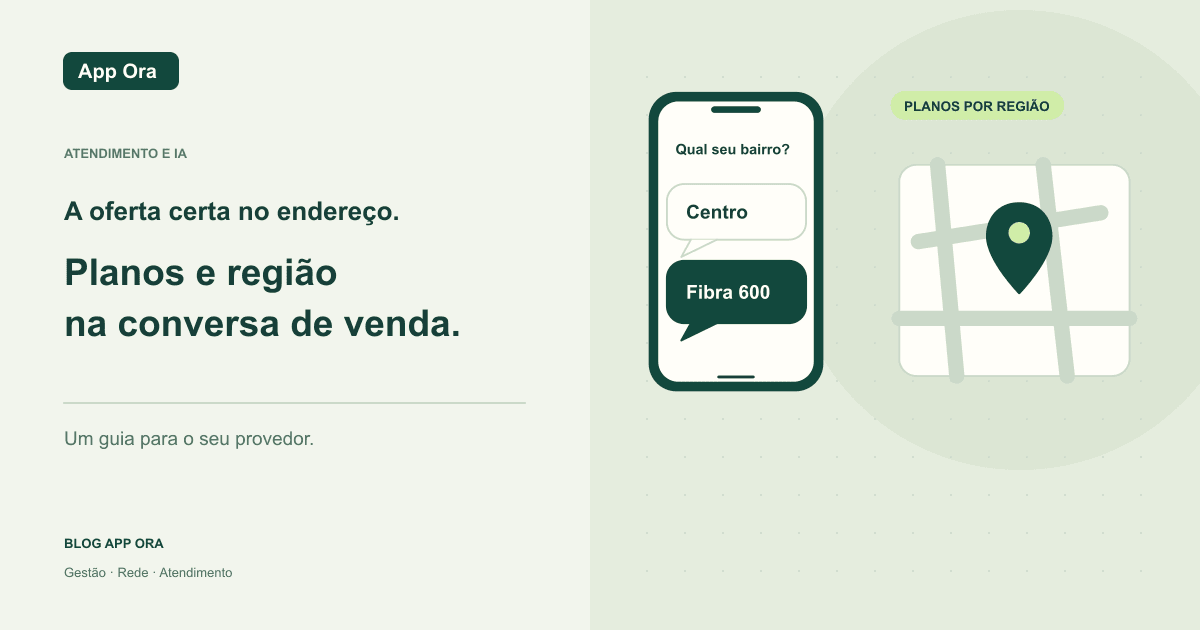 Conversa da IA apresentando planos ao lado de mapa com bairros e um marcador de cobertura.